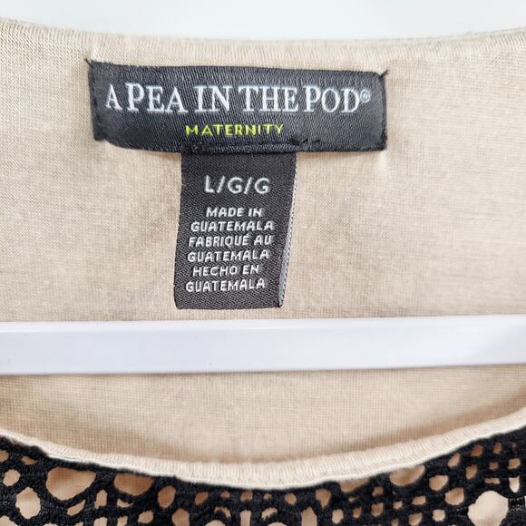 A Pea In The Pod Maternity Black & Tan Lace Crochet Layered Tank Top Women's L - Picture 5 of 7